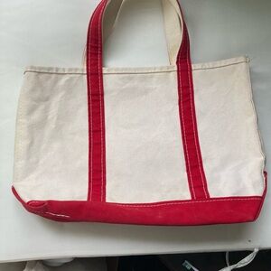VTG L.L.Bean Boat and Tote Red Canvas Small Medium USA Made Stiff Canvas Y2K 90s